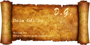 Deim Géza névjegykártya