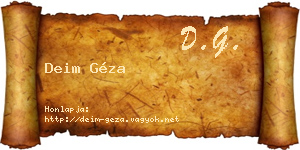 Deim Géza névjegykártya